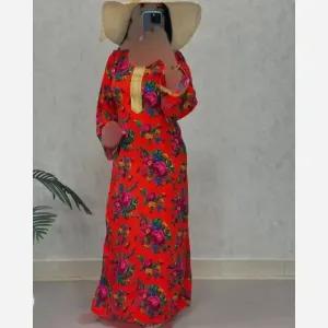 خرید اینترنتی قیمت پیراهن ساحلی ترکمنستانی نخی فری سایز تا 50 نوار طلایی بند تنظیم دار