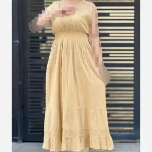 خرید اینترنتی قیمت پیراهن سلن نخی هندی استردار حلقه ای فری سایز قد 135