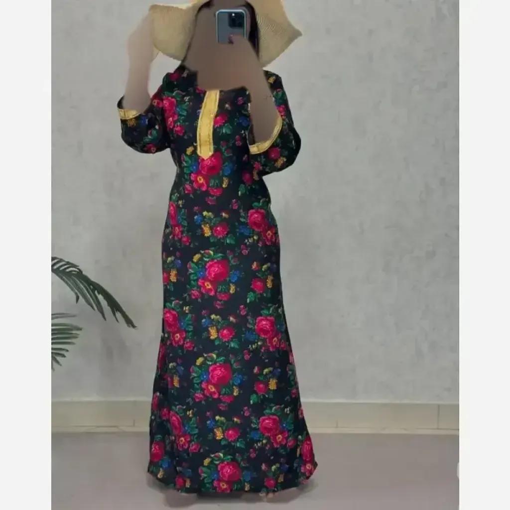 خرید اینترنتی قیمت پیراهن ساحلی ترکمنستانی نخی فری سایز تا 50 نوار طلایی
