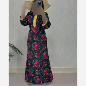 خرید اینترنتی قیمت پیراهن ساحلی ترکمنستانی نخی فری سایز تا 50 نوار طلایی