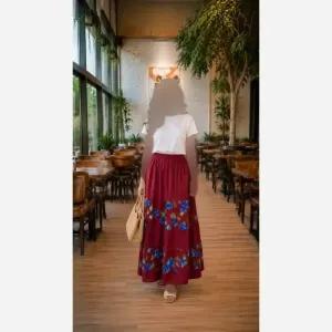 خرید اینترنتی قیمت دامن نخی زنانه فری سایز جنس ململ قد 100