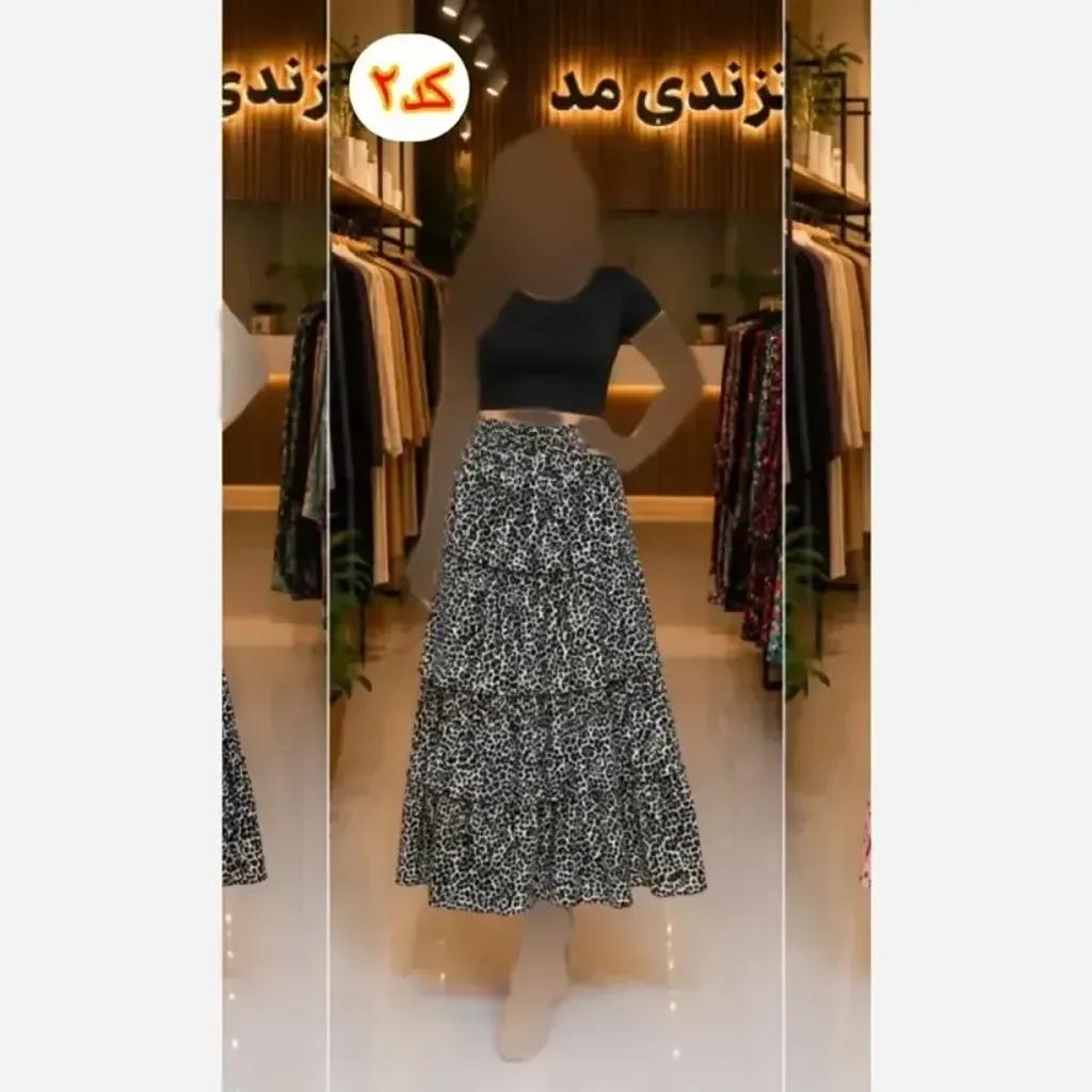 خرید اینترنتی قیمت دامن طبقه ایی زنانه سبک و خنک فری سایز مناسب چهار فصل