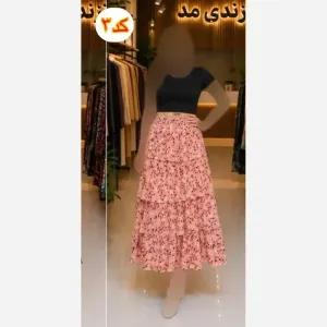 خرید اینترنتی قیمت دامن طبقه ایی زنانه سبک و خنک فری سایز مناسب چهار فصل