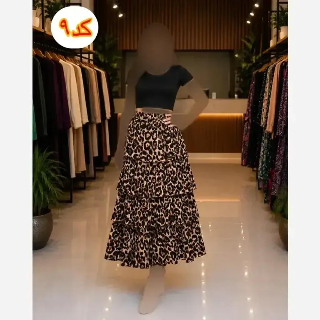 خرید اینترنتی قیمت دامن طبقه ایی زنانه سبک و خنک فری سایز مناسب چهار فصل