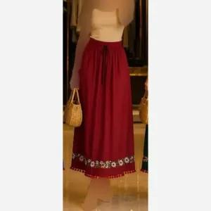 خرید اینترنتی قیمت دامن نخی گلدوزی شده ساحلی فری سایز قد 100