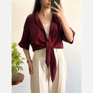 خرید اینترنتی قیمت شومیز نخی گره ای خنک و تابستانه