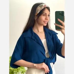خرید اینترنتی قیمت شومیز نخی گره ای خنک و تابستانه