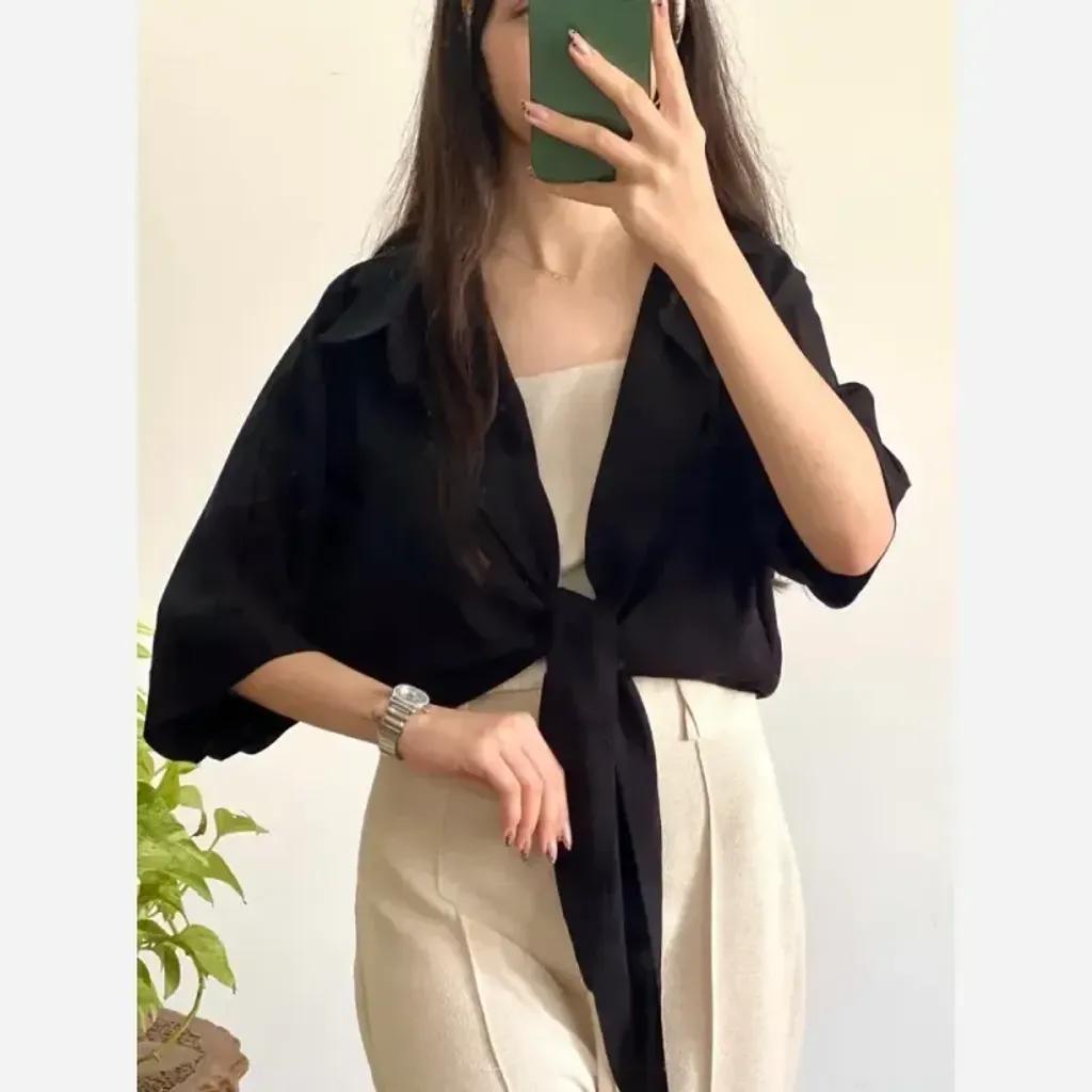 خرید اینترنتی قیمت شومیز نخی گره ای خنک و تابستانه