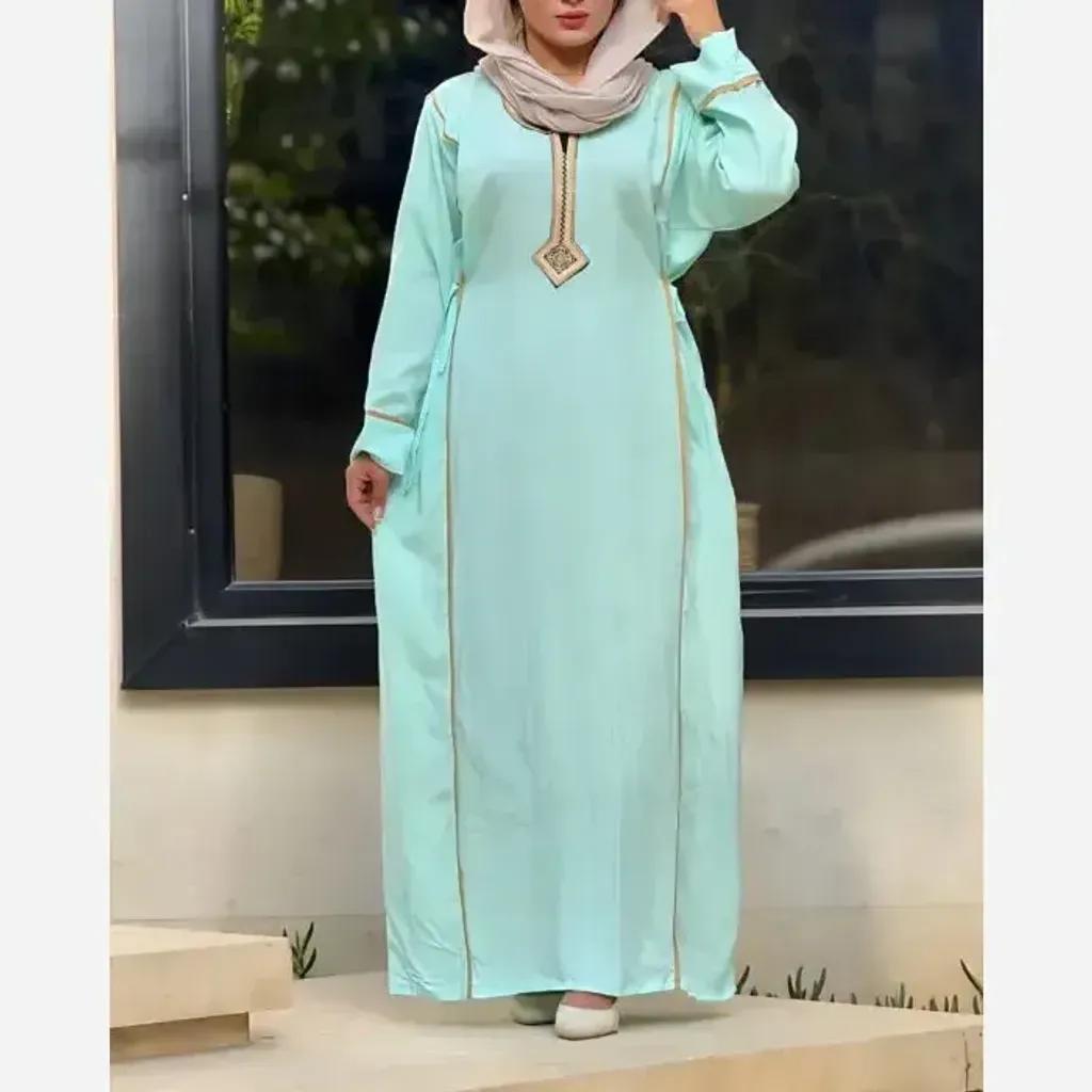 خرید اینترنتی قیمت پیراهن نخی یال یقه گلدوزی تک رنگ فری سایز سایز 40 تا 52