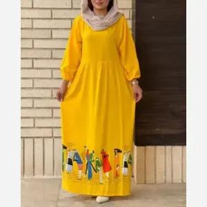 خرید اینترنتی قیمت ساحلی نخی طرح آدمک فری سایز 38 تا 48