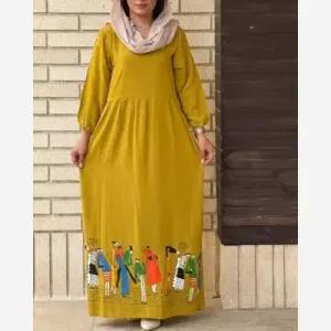 خرید اینترنتی قیمت ساحلی نخی طرح آدمک فری سایز 38 تا 48