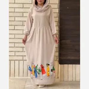 خرید اینترنتی قیمت ساحلی نخی طرح آدمک فری سایز 38 تا 48
