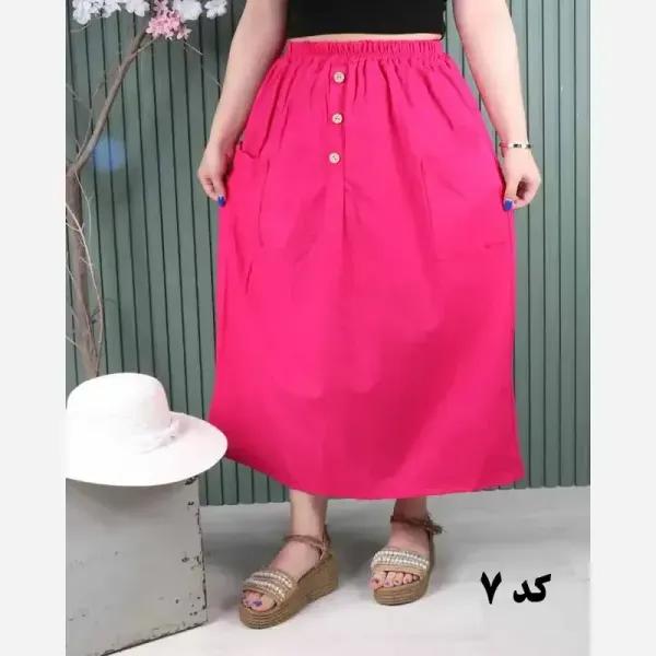 دامن لینن دو جیب فری سایز خنک تابستانی