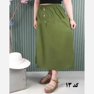 خرید اینترنتی قیمت دامن لینن دو جیب فری سایز خنک تابستانی