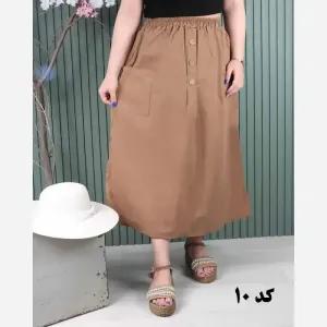 خرید اینترنتی قیمت دامن لینن دو جیب فری سایز خنک تابستانی