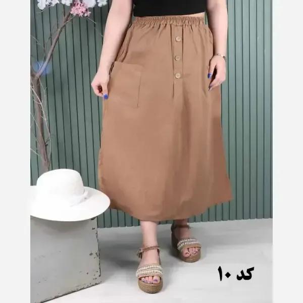دامن لینن دو جیب فری سایز خنک تابستانی