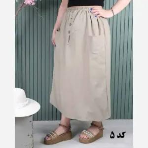 خرید اینترنتی قیمت دامن لینن دو جیب فری سایز خنک تابستانی