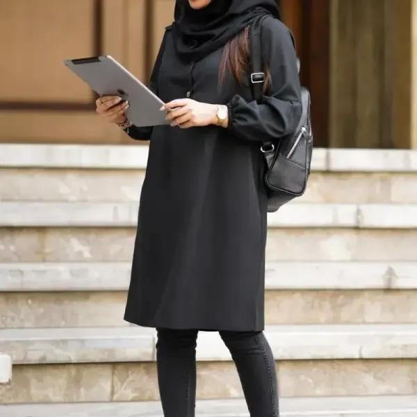 مانتو زنانه مدل شادی جنس پرشیا سایز 1 و 2 رنگ مشکی طوسی نسکافه ای سرمه ای