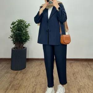 خرید اینترنتی قیمت کت شلوار زنانه دیپلمات پرشیا مدل آسو رنگ مشکی سرمه ای طوسی سایز بزرگ