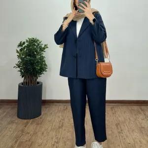 خرید اینترنتی قیمت کت شلوار زنانه دیپلمات پرشیا مدل آسو رنگ مشکی سرمه ای طوسی سایز بزرگ