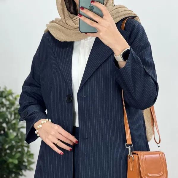 کت شلوار زنانه دیپلمات پرشیا مدل آسو رنگ مشکی سرمه ای طوسی سایز بزرگ