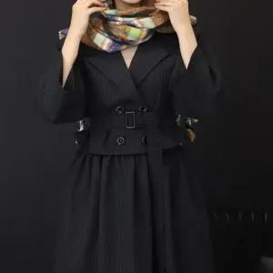 خرید اینترنتی قیمت کت دامن زنانه مدل برشکا پارچه دیپلمات رنگ مشکی سایز 1 و 2