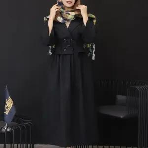 کت دامن زنانه مدل برشکا پارچه دیپلمات رنگ مشکی سایز 1 و 2
