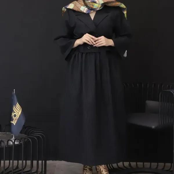 کت دامن زنانه مدل برشکا پارچه دیپلمات رنگ مشکی سایز 1 و 2