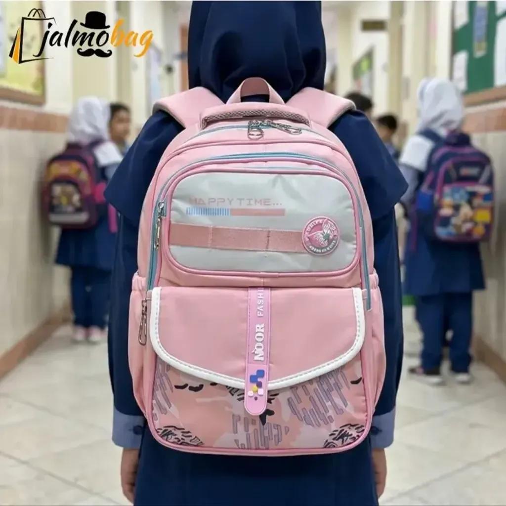 خرید اینترنتی قیمت کوله پشتی مدرسه دخترانه ضد آب پارچه ریپس وارداتی مناسب کلاس اول تا چهارم