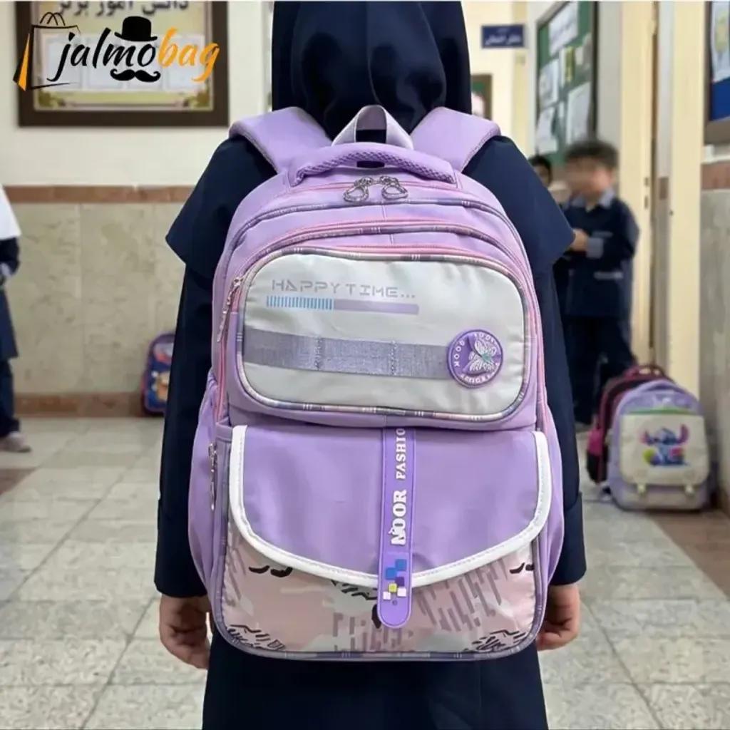 خرید اینترنتی قیمت کوله پشتی مدرسه دخترانه ضد آب پارچه ریپس وارداتی مناسب کلاس اول تا چهارم