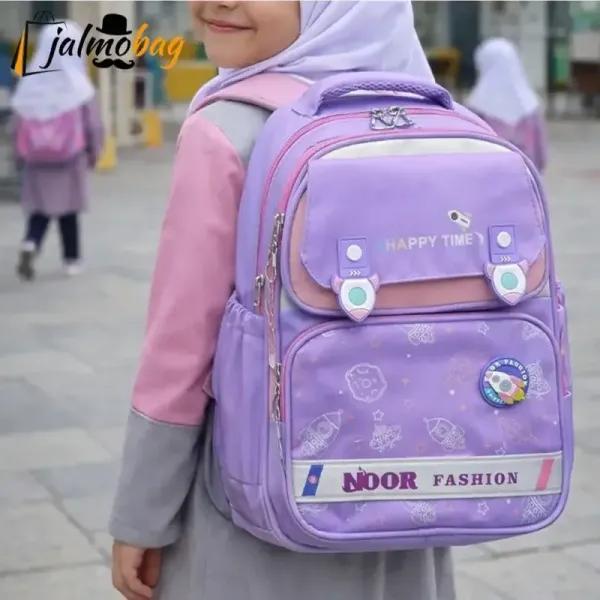 کوله پشتی ابتدایی دخترانه ضد آب ریپس وارداتی مناسب کلاس اول تا چهارم طبی و ضد تعریق