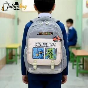 خرید اینترنتی قیمت کوله پشتی طرح ماینکرافت مناسب پیش دبستانی و دبستان جنس پارچه کجراه خارجی