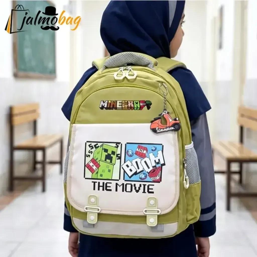 خرید اینترنتی قیمت کوله پشتی طرح ماینکرافت مناسب پیش دبستانی و دبستان جنس پارچه کجراه خارجی