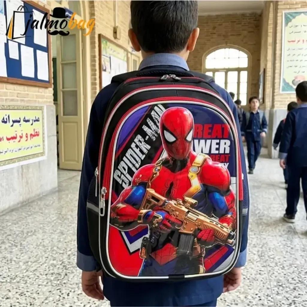 خرید اینترنتی قیمت کوله پشتی مدرسه پسرانه مقطع ابتدایی سه خانه ضدتعریق طرح عکسدار