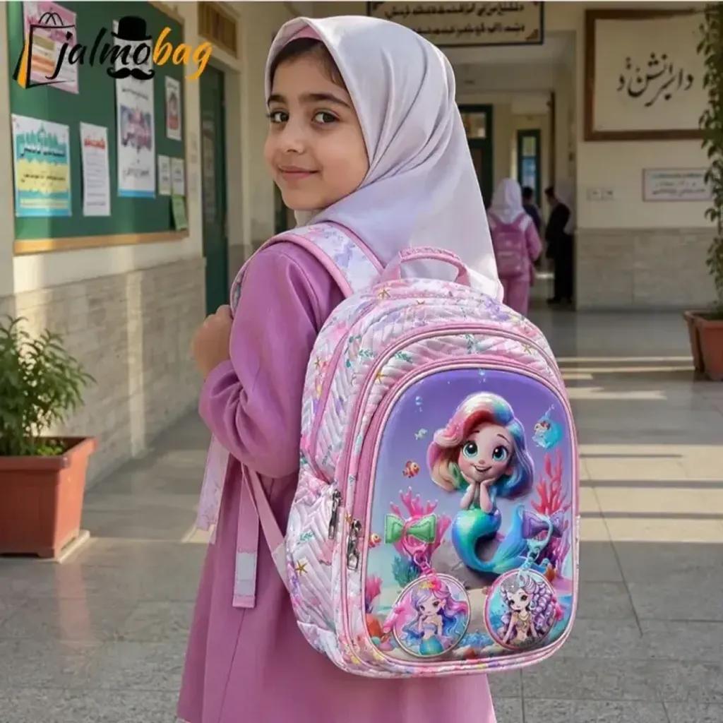 خرید اینترنتی قیمت کوله پشتی دخترانه مقطع ابتدایی عکسدار نشکن ضدتعریق جادار 40x27x16 سانتیمتر
