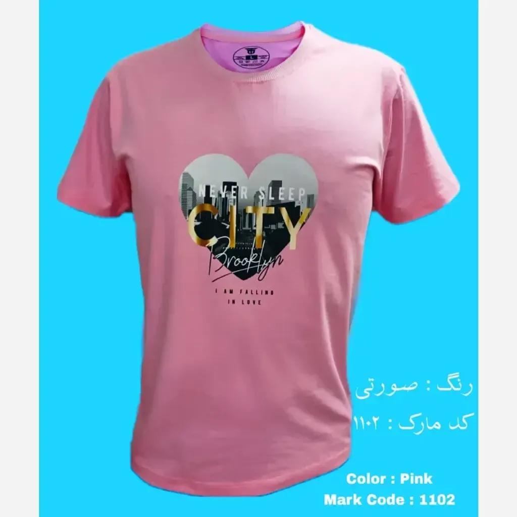 خرید اینترنتی قیمت تی شرت نخ پنبه مردانه و زنانه طرح بروکلین لاوسیتی مشکی و صورتی