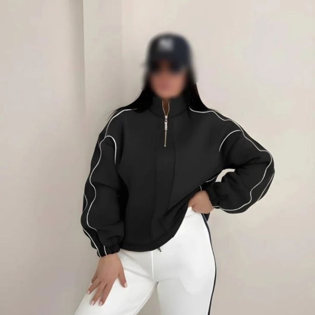 خرید اینترنتی دورس نیم زیپ داخل کرک زمستانه زنانه کد 80068