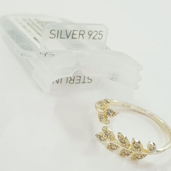 انگشتر نقره عیار 925 طرح گل گندم نگین دار , کد 002