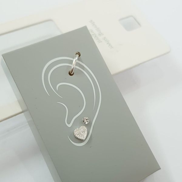 پک گوشواره گلگوش و پیرسینگ گوش نقره عیار 925 ، کد 005