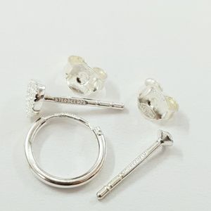 فروش اینترنتی پک گوشواره گلگوش و پیرسینگ گوش نقره عیار 925 ، کد 005