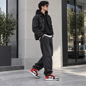 قیمت ارزان کتانی نایک جردن وان ساقدار مشکی سفید قرمز Nike Jordan one