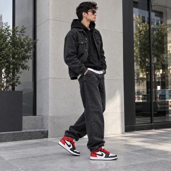 کتانی نایک جردن وان شیکاگو ساقدار سفید مشکی قرمز  Nike Jordan One Chicago