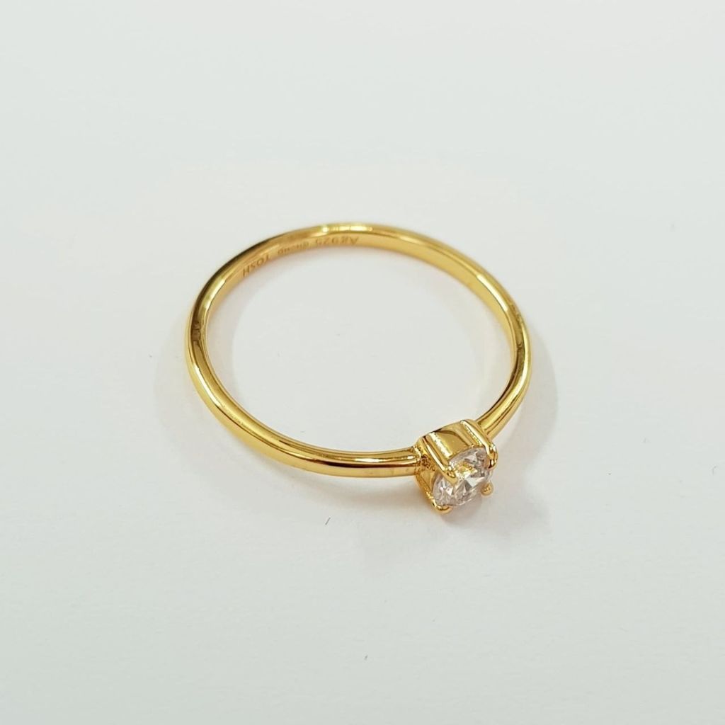 قیمت ارزان انگشتر نقره عیار 925 تک نگین با آبکاری طلا ، کد 006