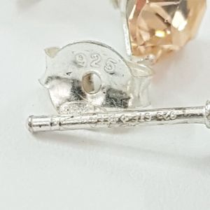 قیمت گوشواره گلگوش نگین شامپاینی نقره عیار 925 ، ساخت کشور تایلند ، کد 020