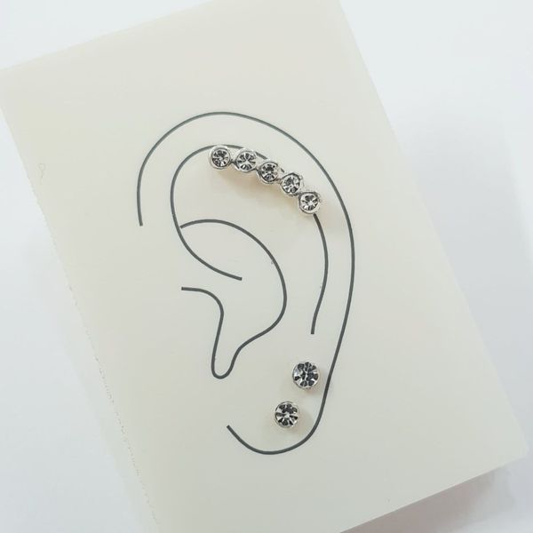 پک گوشواره گلگوش و پیرسینگ گوش نقره عیار 925 ، کد 023