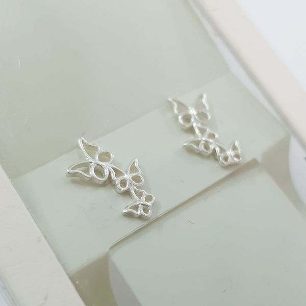 گوشواره گلگوش  طرح پروانه نقره عیار 925 ، ساخت تایلند ، کد 034