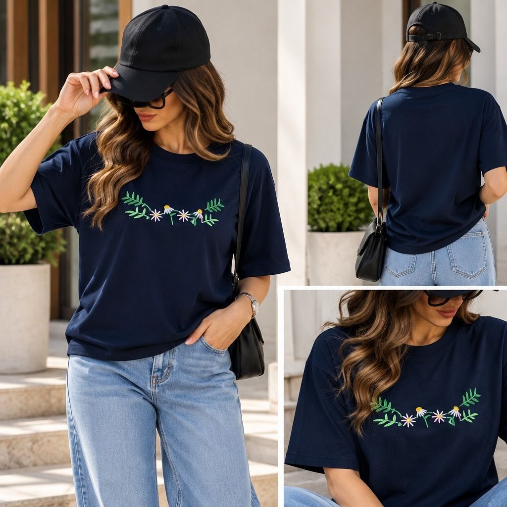 خرید اینترنتی تیشرت گلدوزی نخ پنبه