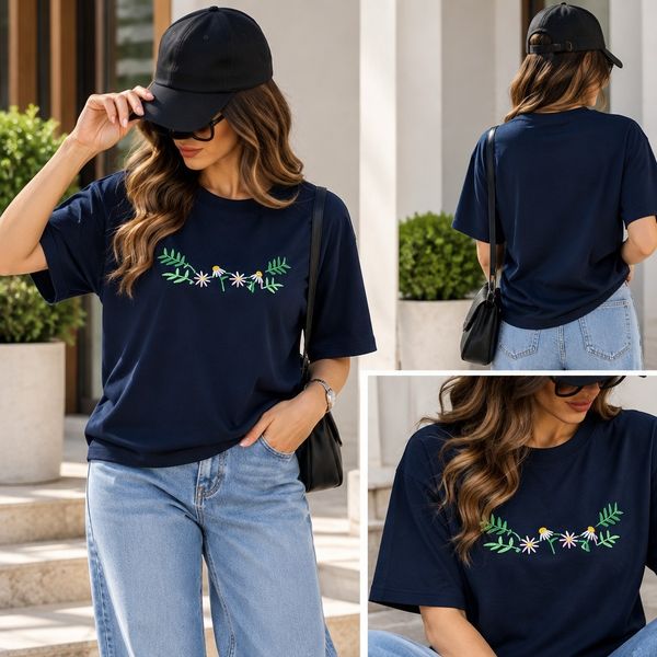 تیشرت گلدوزی نخ پنبه