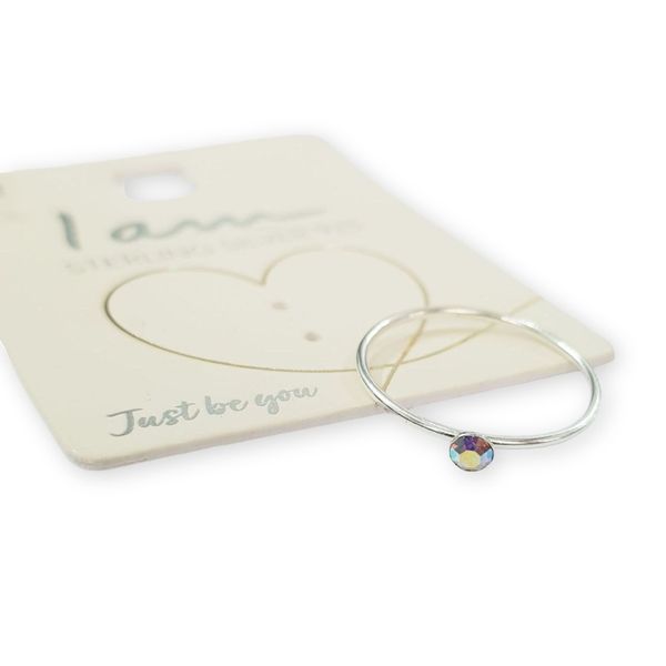 انگشتر حلقه نقره عیار 925 نگین هفت رنگ ، ساخت تایلند ، کد 041