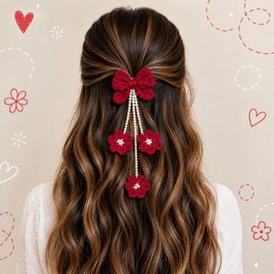 گیره مو دست‌بافت پاپیونی